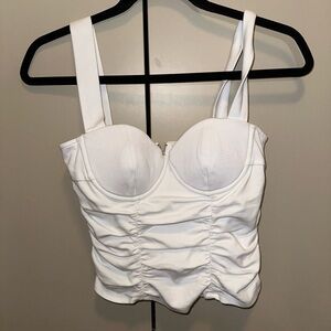 NWT Reformation Linnea Knit White Ruched Bustier Top Size XS